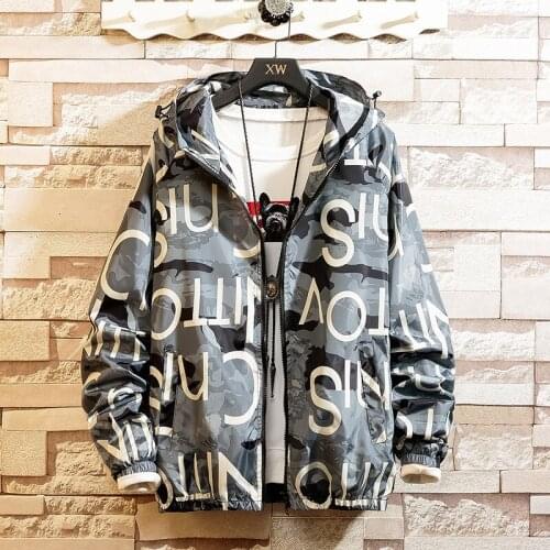 LES KOMAN Spring Autumn Jacket Men Casul Streetwear Hooded Letter Printing Coats Windbreaker Outwear Regular S-5XL