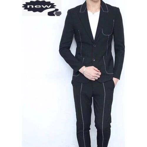 Men Casual Blazer Luxury Office Formal Suit Fashion Slim Fit England Style Mens Suits With Pants Two Piece Sets Wedding Coat