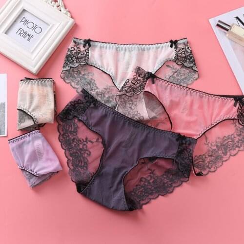 Lingerie Sexy Women Transparent Pantie Sexy Lace Soft knicker High Elastic Embroidery Yarn Underpants Underwear трусы женские