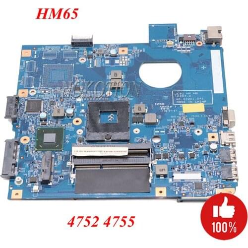 NOKOTION JE40 HR MB 10267-4 48.4IQ01.041 For acer aspire 4752 4755 laptop motherboard HM65 DDR3 MBRPT01001 MB.RPT01.001