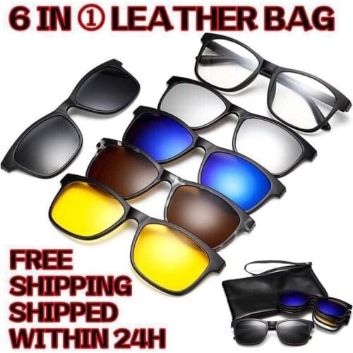 DEARMILIU Ultra-light Polarized Clip On Sunglasses Men Women Magnetic Eyewear Frames TR90 Optical Glasses Frame 6 pcs/1Set