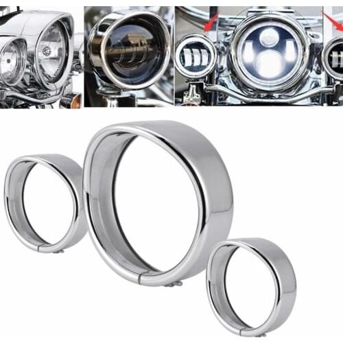 Motorcycle Lights Headlamp Trim Ring for , 7" Headlight Trim Ring + 4 1/2" Fog Light Trim Ring Decorate Visor