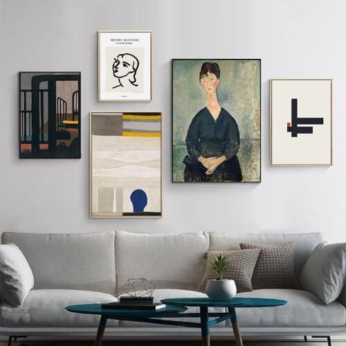 Nordic Matisse Simple Line Drawing Poster Modigliani Retro Women Portraits Art Wall Painting Canvas Pictures Print Home Decor