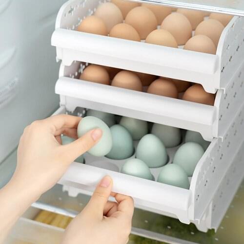 Plastic Egg Carton Kitchen Egg Storage Box 20 Grid Eggs Holder Stackable Freezer Storage Organizers Egg Storage Container