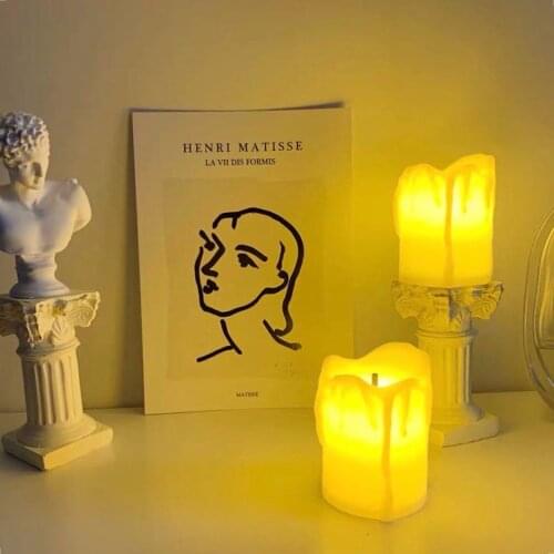 Roman European style antique Candlestick simulation candle Nightlight table decoration student dormitory Desk Decoration