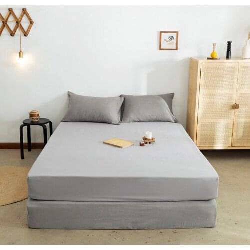 Best Solid Color Fitted Sheet Mattress Cover With All-round Elastic Rubber Band Bed For Covers Pad Size Double Single Protector