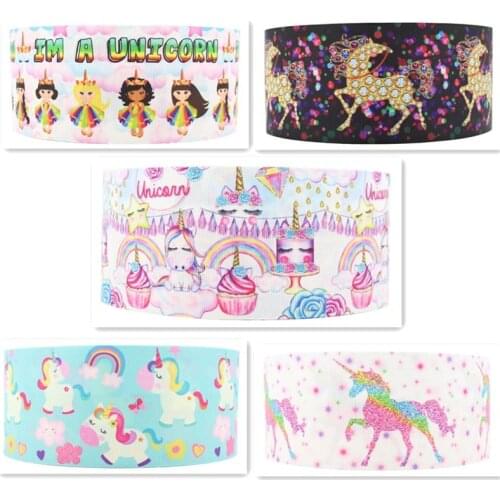 Q&N Ribbon 16mm 22mm 25mm 38mm 50mm 75mm unicorn Grosgrain Ribbon 50yds/roll Webbing free shipping