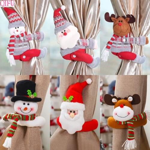 QIFU Christmas Curtain Buckle Ornaments Christmas Decorations For Home 2020 Navidad Natal Santa Claus Elk Happy New Year Gifts