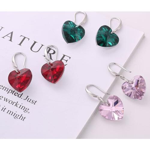 2020 Austria Crystal Silver Plated Earrings Blue Heart of Ocean Shaped Earring for Birthday Gift for Women pendientes mujer moda
