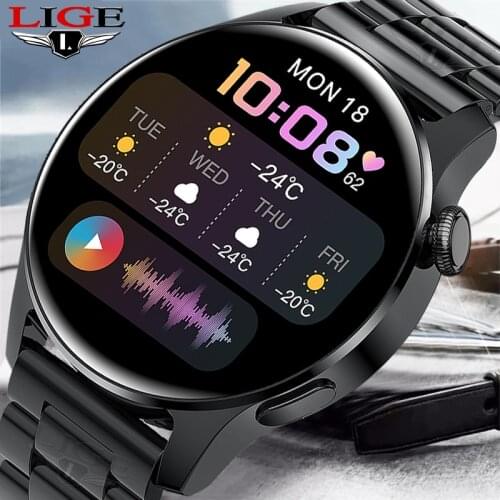 LIGE Bluetooth Call Smart Watch Mens Is Suitable For Huawei Android IOS Sports Heart Rate Multi-function 2021 New Smartwatch Men