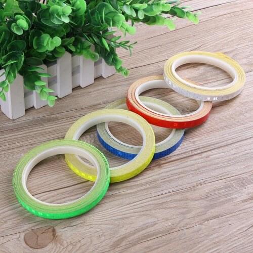 1cmx8m Bike Stickers Reflective Tape Fluorescent MTB Bike Bicycle Strips Cycling MTB Tape for Helmet Motorcycle Scooter