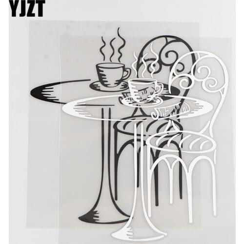 YJZT 15.1×17.9CM Retro Personalized Table And Chair Vinyl Car Sticker Decal Black/Silver 4D-0002
