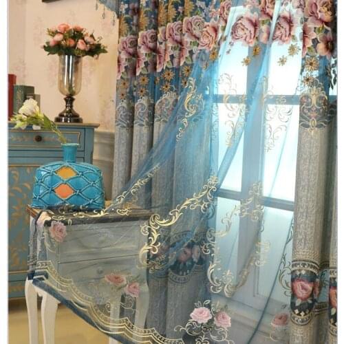 FYFUYOUFY European style High grade Hollow out embroidered curtain living room bedroom exquisite jacquard Shading cloth curtain