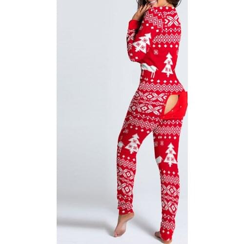 Womens Pajama Sleepwear Jumpsuit Autumn Long Sleeve V Neck Bodycon Elegant Women Romper Pants Heart Christmas Casual Overalls