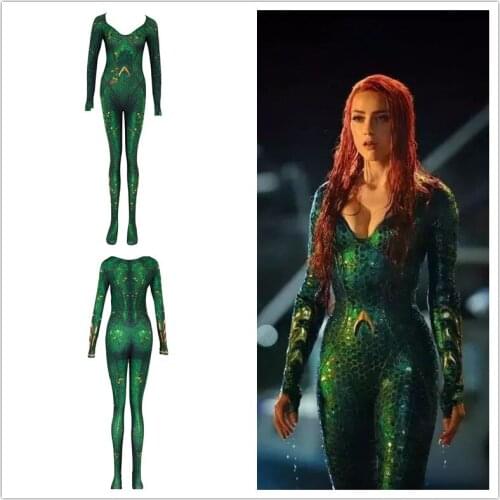 Hot Sexy Girl Women Kids Zentai Movie Aquaman Mera Queen Jumpsuits Cosplay Costume Bodysuit Suit prop