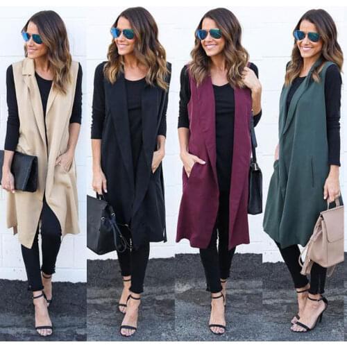 Summer Spring Women Sleeveless Cardigan Jacket Coats Black Green Khaki Ladies Loose Casual Jackets Clothes