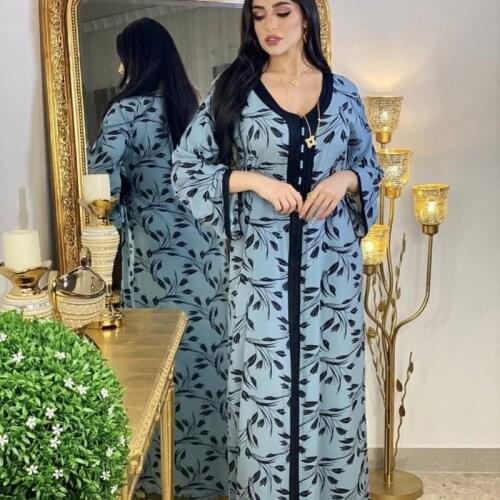 Indie Folk Maxi Dress For Women 2021 New Pink Floral Ribbon V Neck Long Sleeve Jalabiya Turkey Arabic Clothes