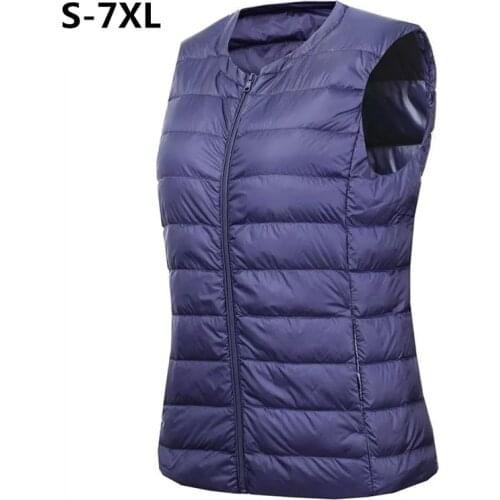 Over Size 5XL 6XL 7XL Waistcoat Womens Warm Vest Ultra Light Down Vest Women Portable Sleeveless Winter Warm Liner