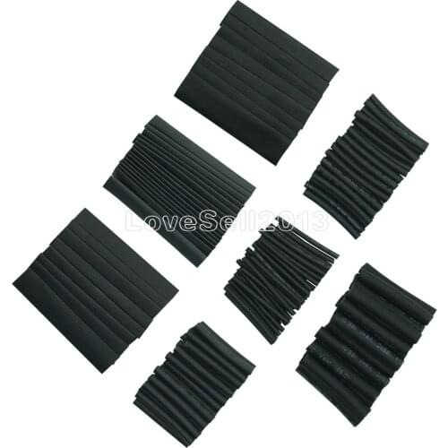 127Pcs Black Weatherproof Heat Shrink Sleeving Tubing Tube Assortment Kit Electrical Connection Electrical Wire Wrap Cable