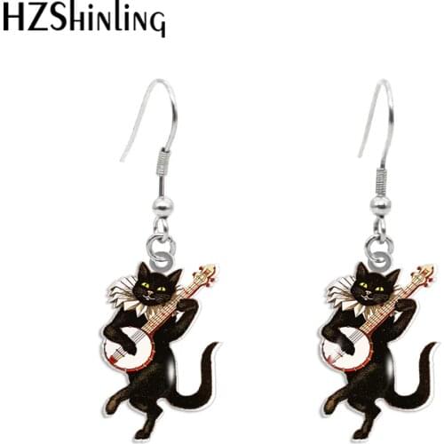 2020 New Vintage Cat Earring Kitten Acrylic Hook Earring Handmade Epoxy Jewelry Earrings Gifts Girl