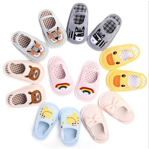 Lovely Cotton Baby Shoes Infant Soft Slippers Cute Cartoon Newborn Antislip First Walkers Boys Girls Crib Shoes