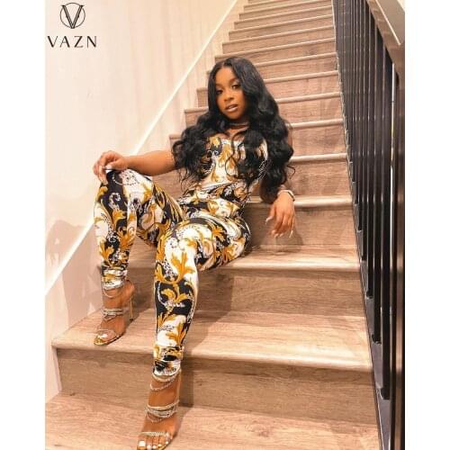 VAZN 2021 Strapless Night Party Lady Sexy Young Simple Sleeveless Women Slim Long Pencil Jumpsuits