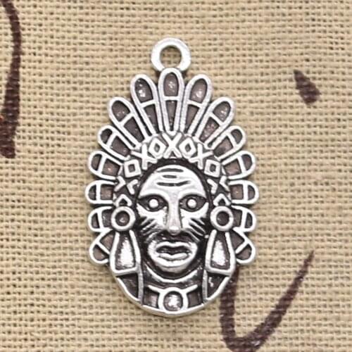 4pcs Charms Indian Chief Elders 31x19mm Antique Silver Color Plated Pendants Making DIY Handmade Tibetan Finding Jewelry