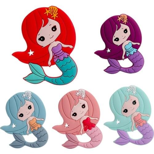 5 Pcs/lot Food Grade Silicone Baby Teether Mermaid Teether Safe Toddle Teether Chew Toys Care Products Gift BPA Free Wholesale