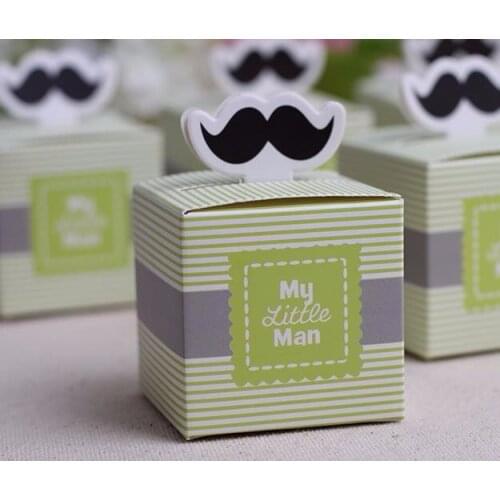 50pcs My little Man Cute Mustache Birthday Boy Baby Shower Favors boxes and bags baby shower souvenirs wedding gifts for guests