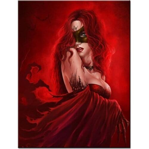 Diamond Mosaic Cross Stitch Gothic Red Woman DIY full square Diamond Embroidery Diamond Painting home decor mosaic Set,A2207