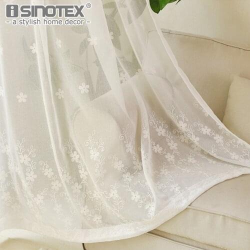 Embroidered White Voile Window Sheer Luxury Tulle Curtains Window Treatments Living Room Transparent Floral Curtains Panels