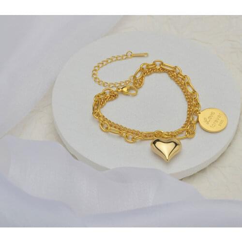 Stainless Steel Bracelet Heart Round Card Loveforever Bracelets Square Brand Adjustable Bangle for Women Lover Anniversary Gift