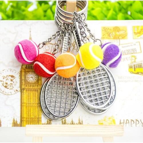 Creative simulation tennis racket key chain fun small gift pendant sports activities prize promotion small gift