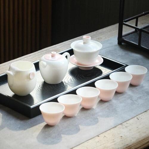 Tea set exquisite ceramic teapot kettles tea cup porcelain Coral powder chinese tea set drinkware