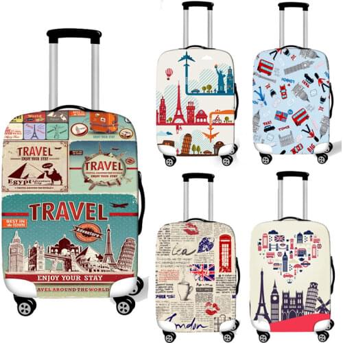 British Style Travel Suitcase Covers Women Elastic Scene Luggage Protective Covers valise bagages roulettes Vintage Covers