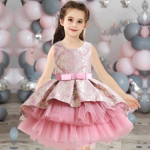 Infant Lace Baby Girl Dresses Flower Ball Gown Tutu Sequin Princess Dress Bow Baby Girl 1st Birthday Wedding Party Dress Clothes