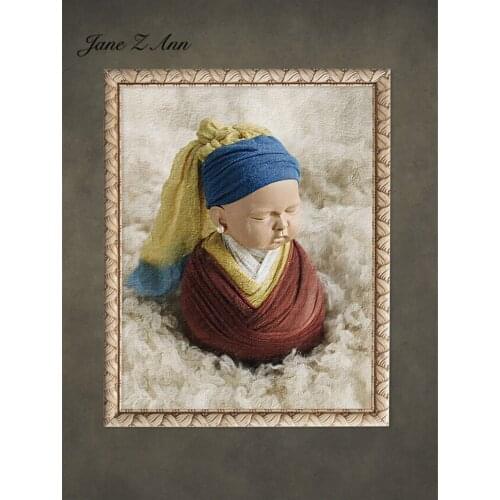 Cosplay girl with pearl earrings set costume headscarf hat 100 days 1-2 year newborn baby photography props creative theme