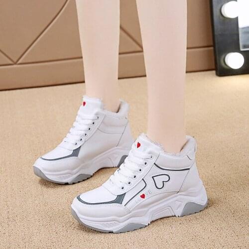 Platform Shoes Casual Women White Sneakers Warm Fashion Shoes Women Winter Sneakers Comfy Shoes for Women Platform Sneakers