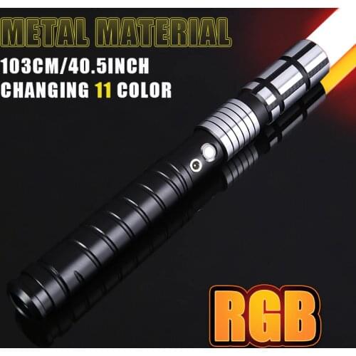Hero Metal Lightsaber RGB Lightsaber Sword Accent Duel Rechargeable 11 Color LED Adjustable Volume Power Lightsaber Weapon
