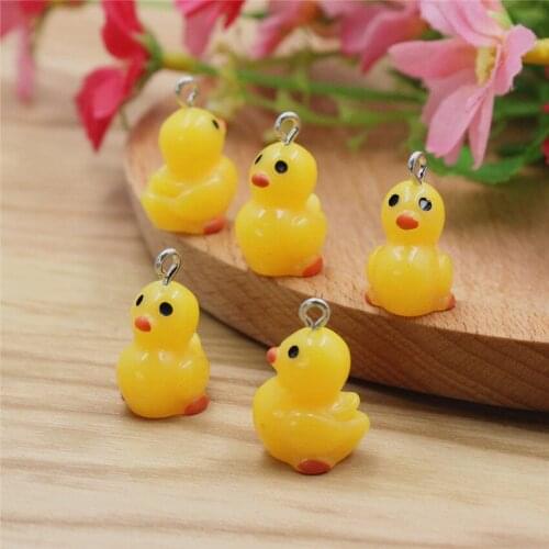 Fashion Resin Cute Animal Duck Pendants Charms For Children Jewelry Necklace Earrings DIY Making Accessories 21x17mm K00396