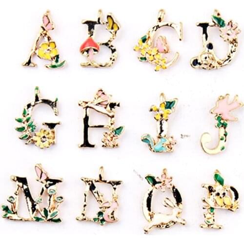 New Creative A-Z 26 Letters Enamel Aphabets Charms Necklace Pendant Earrings Handmade Bracelet DIY Jewelry Making Accessories