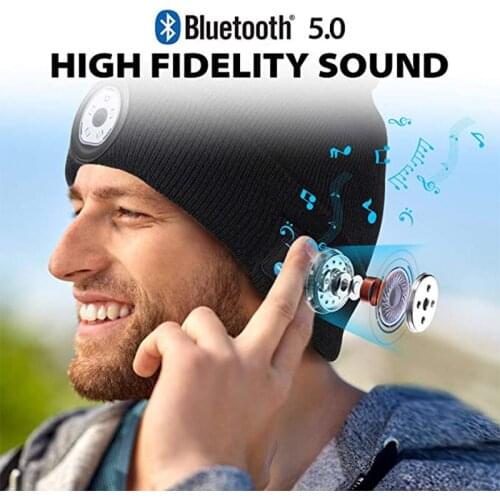 Outdoor Lighting Emergency Light Warm Knitted Hat Wireless Music Bluetooth Hat Led Wireless Call Night Running