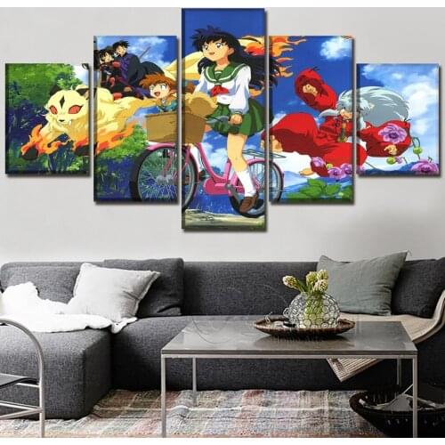 Full Round Drill Cross Stitch Home Decor Diamond 5 Pcs Picture Animation Embroidery Painting Inuyasha Gift Handmade Wall Sticker