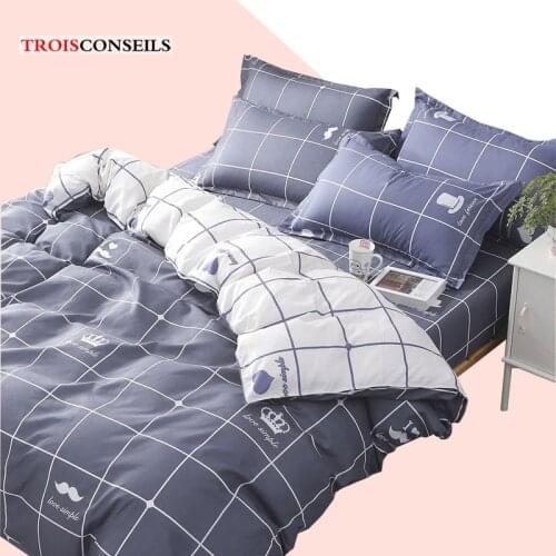Nordic Bedding Set Printed Bed Linen Sheet Plaid Duvet Cover Single Double Queen King Quilt Covers Sets Bedclothes