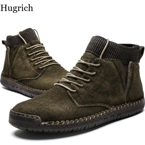 Plus Size Men Winter Boots Suede Leather Boots Men Snow Boots Waterproof Winter Shoes Leather Men Ankle Boots Fur Men Shoes