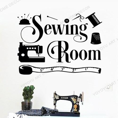 Self-adhesive Sewing Room Wall Decal Tailor Tools Vinyl Wall Stickers For Clothing Atelier Store Window Wall Murals JC144