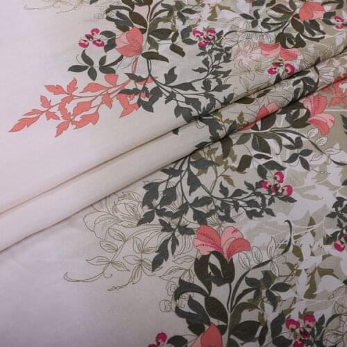 1 Meter Floral Printed Silk Cotton Fabric Thin Mulberry Clothing Skirt Shirt Handmade