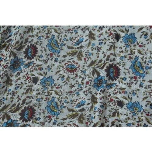 150cm width chiffon fabric flowers pattern beige background can see through for skirt suit-dress headband CH-7815