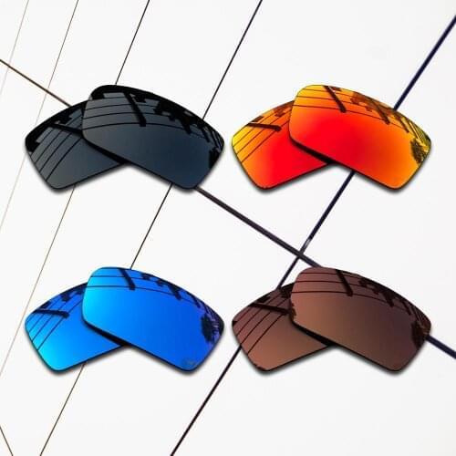 E.O.S 4 Pairs Black & Brown & Blue & Fire Red Polarized Replacement Lenses for Oakley Oil Drum Sunglasses