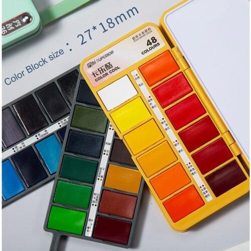 Superior 36/48/60Colors Pearlescent Macaron Watercolor Paint Set Foldable Solid Water Color Pigment With Water Brush For Drawing